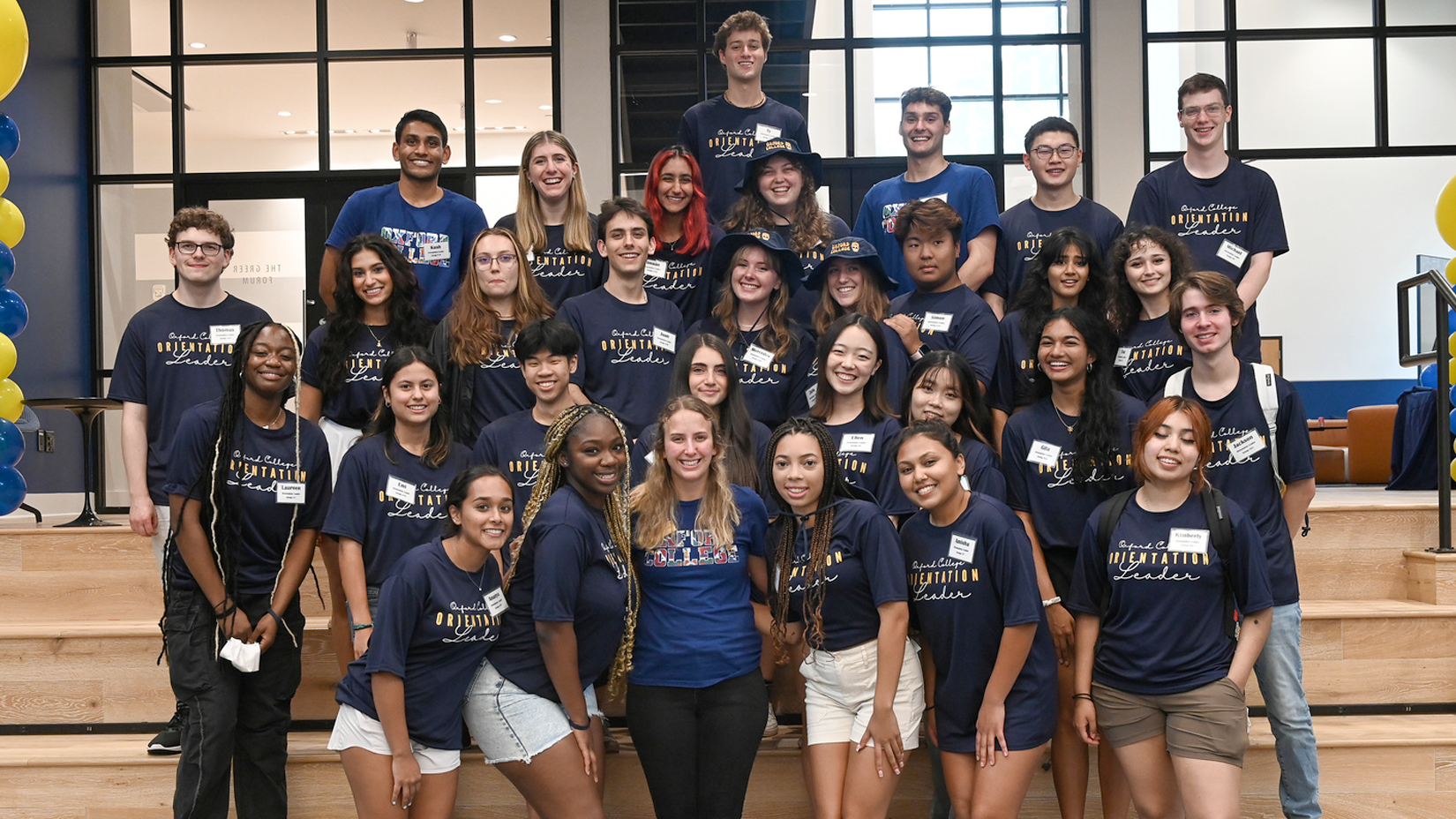 Student leaders gather during orientation on the Student Center.