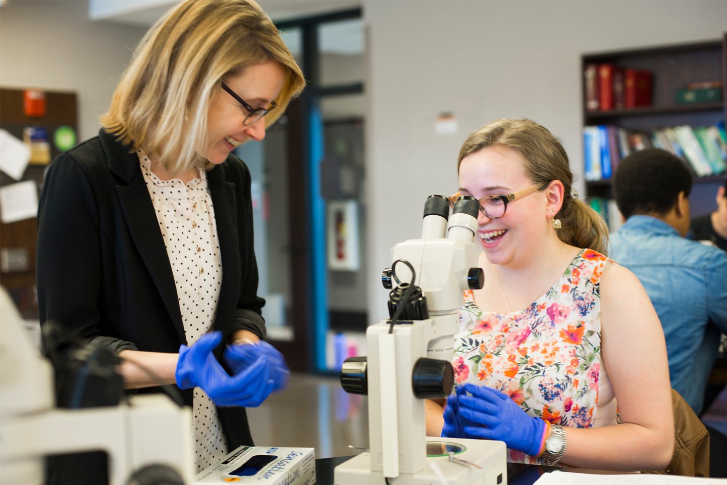 Sarah Fankhauser pictured here in her Oxford College lab.