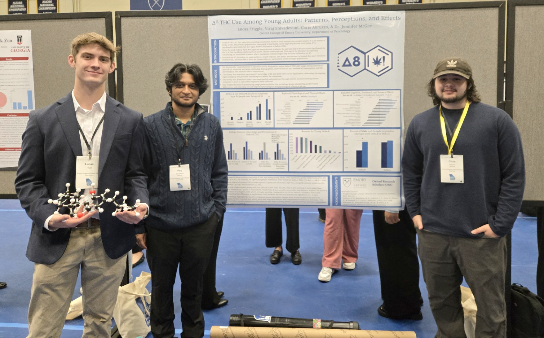 Oxford student researchers, from left to right, are Lucas Friggle, Viraj Shivadevuni, and Chris Abruzzo.